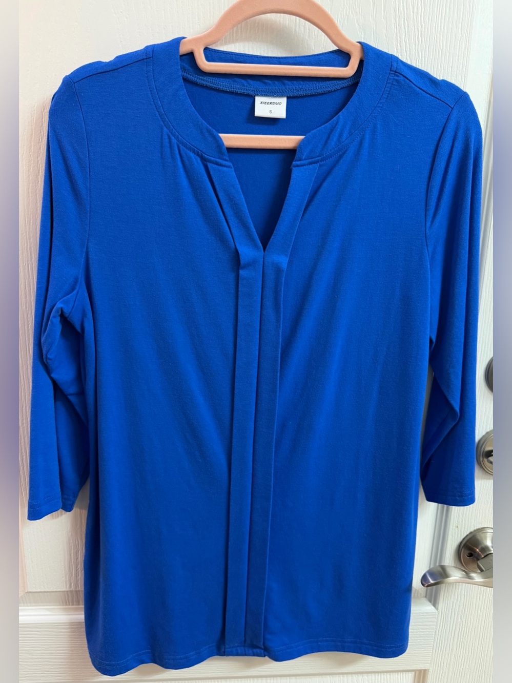 Women’s Royal Blue V-Neck Long Sleeve Top